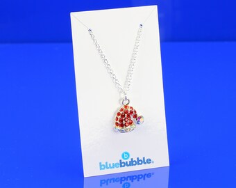 bluebubble MERRY CHRISTMAS Diamante Red Santa Hat Necklace on Gift Card