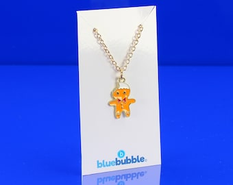 bluebubble CHRISTMAS COOKIE Iced Gingerbread Man Charm Necklace