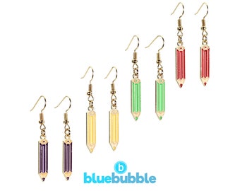 bluebubble SCHOOL DAYS Enamel Colouring Pencil Charm Earrings on Gift Card - Kitsch Kawaii