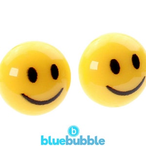 Bluebubble RAVE ON Boucles d'oreilles jaunes Happy Face sur carte-cadeau - Cool kitsch amusant
