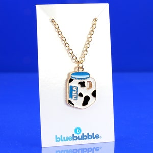 bluebubble ALL DAY BREAKFAST Milk Carton Charm Necklace on Gift Card - Funky Food Kitsch Kawaii
