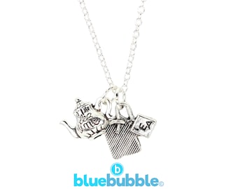bluebubble TEA TIME Silver Teapot & Tea Bag Necklace on Gift Card -  Cute Kitsch Retro Charm