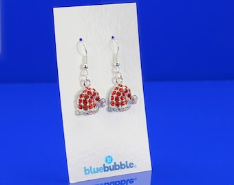 bluebubble MERRY CHRISTMAS Diamante Red Santa Hat Earrings on Gift Card
