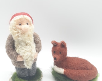 Filzfiguren Set: Filzzwerg und Fuchs, Weihnachtswichtel, Weihnachtsmann