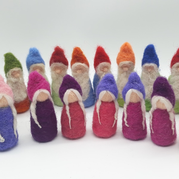 Gefilzte "mini Zwerge", Filz Zwerg, Wichtel, Gnom, Weihnachtsmann, Taschen Wichtel, Tomte