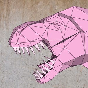 Tyrannosaurus rex DIY  T-Rex Wall trophy animals Dino Low poly PDF template papercraft paper Sculpture dinosaur Head geometric