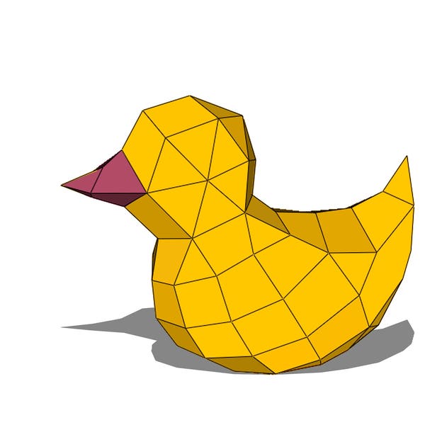 rubber duck papercraft head Faux taxidermy 3D model lowpoly, DIY paper sculpture Paper Kit Geometric PDF template