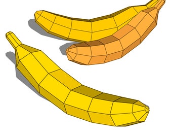 Banana Papercraft Fruit Faux 3D Model Lowpoly, DIY Paper