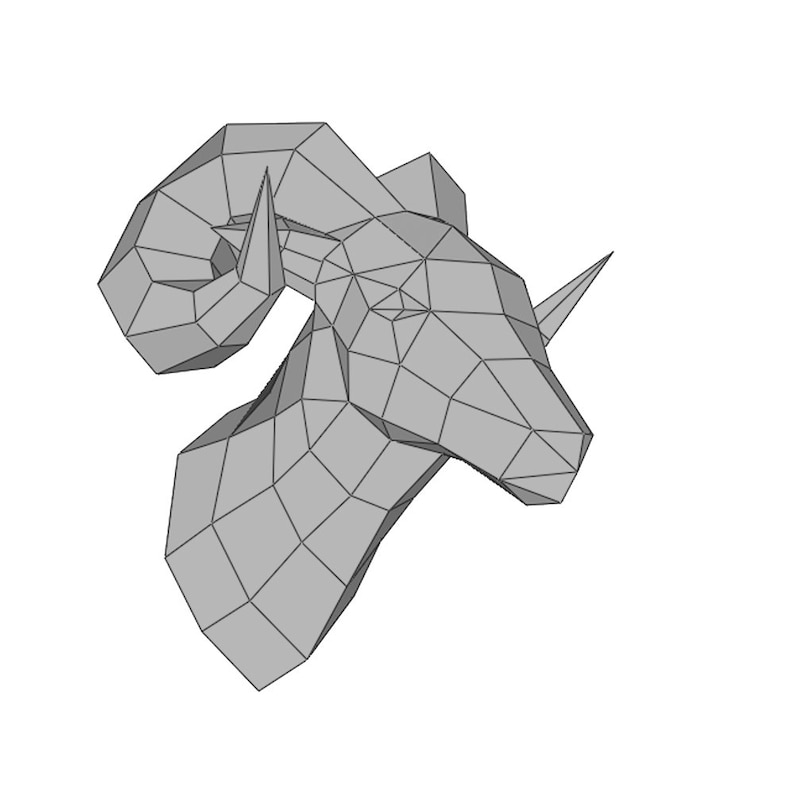 Goat Ram Papercraft Printable PDF Pattern Low Poly DIY Faux Taxidermy