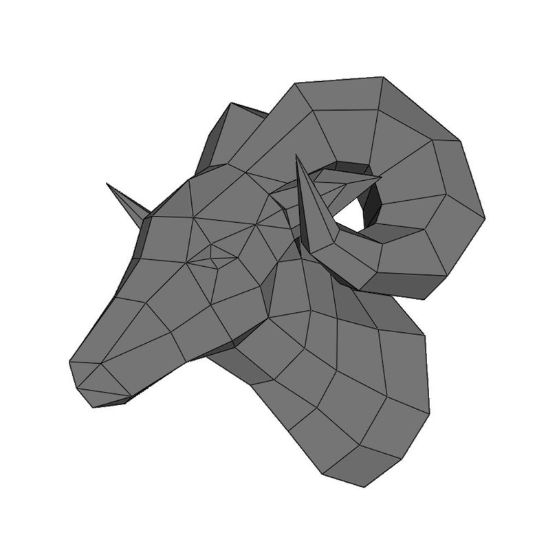 Goat Ram Papercraft Printable PDF Pattern Low Poly DIY Faux Taxidermy