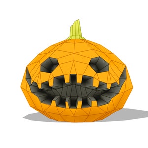 Pumpkin papercraft halloween decor paper Sculpture  DIY trophy Low poly PDF template geometric Halloween Pumpkins table decor Hallowe'en