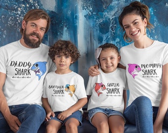 Baby Shark Family Shirts - Family Shark Shirt - Matching Family Tshirts - Family Set Shirt - Father Mother Son Daugther - Gift for Family