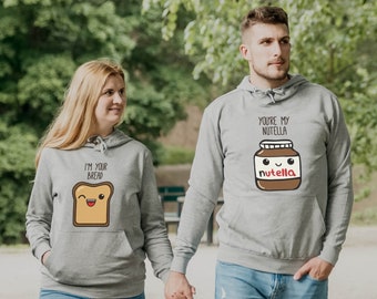 Nutella Passende Paare Hoodies - Pärchen Pullover - Food Paar Hoodies - Sein und Ihr Hoodies - Geschenk für Paare