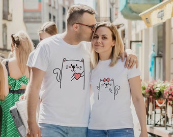 Cat Lovers Tshirts For Couple - Matching Couple Shirts - Matching Tees - His And Hers Shirts - Gift for Couple