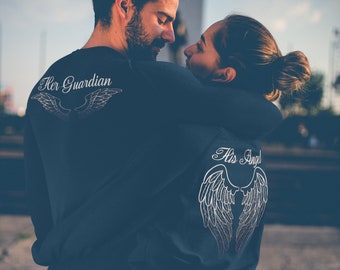 Guardian Angel sweatshirt - Matching Couple Sweater - Couple gifts - Gift for couples - Matching sweaters for couples