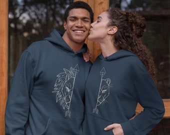 Lion couples hoodies - Pärchen pullover - Lioness couple hoodies - His and hers hoodies  - Couple sweaters - Made by VIVAMAKE