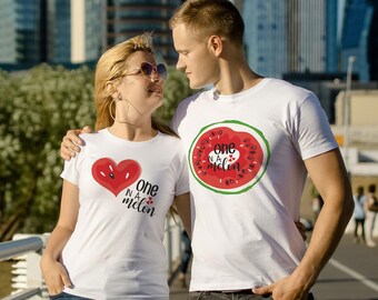 Couple Shirts - Matching couple tshirts - His and hers shirts - Watermelon tshirt - Gift for couple
