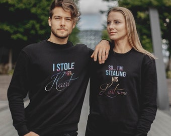 Heart VS Last Name sweats - Matching Couple Sweatshirts - Wife And Husband sweats - His and Hers sweats - Engagement Gift