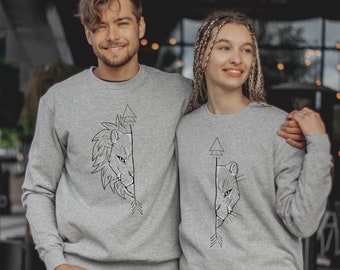 Lion sweatshirt - Lioness sweater - Matching couple sweats - Couple Sweatshirt - Graphic sweater - Gift for Couples