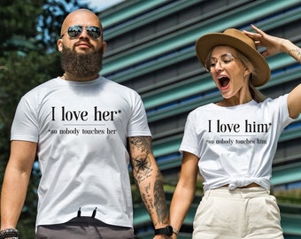 Matching Couple Shirts - Love Her Him Couples Tshirts - Matching Tees - Pärchen T-shirts - Gift for couple - His & Hers Shirts