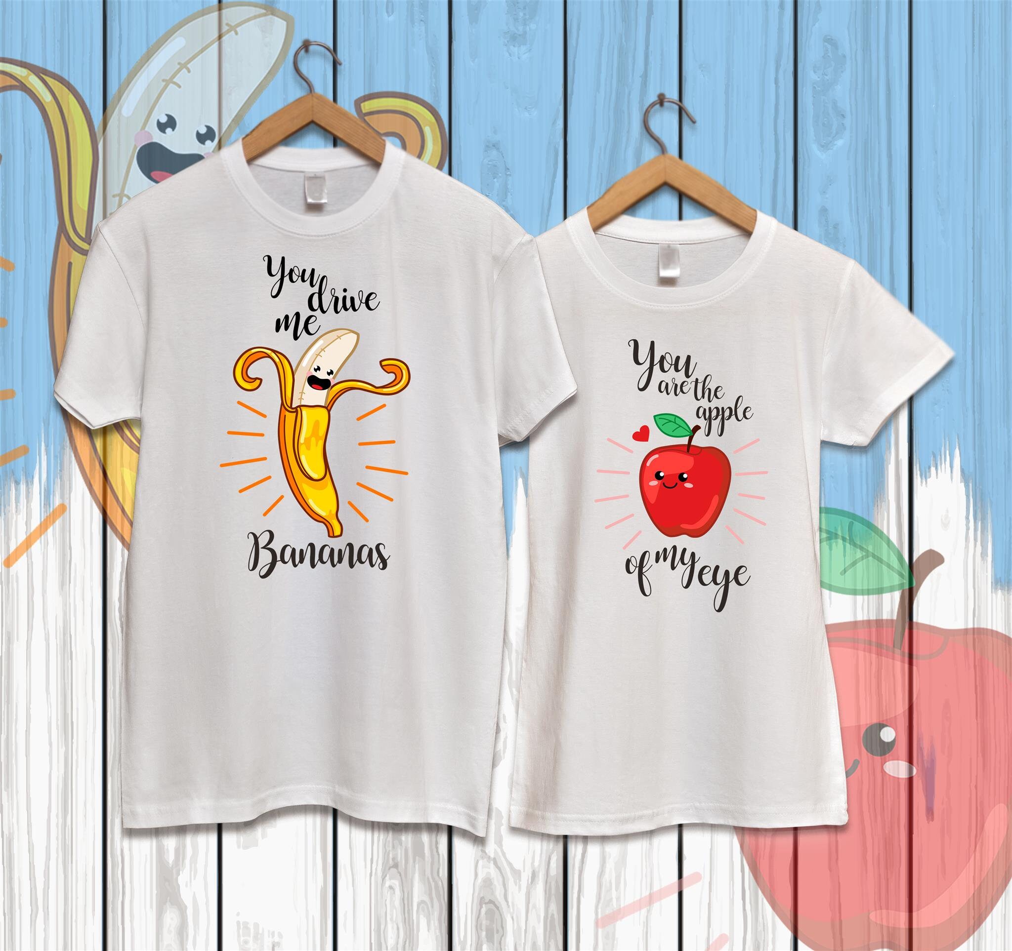 Discover Banane Et Pomme T-Shirt Couple Drôle Pour Elle Et Lui T-Shirts Familiaux Assortis