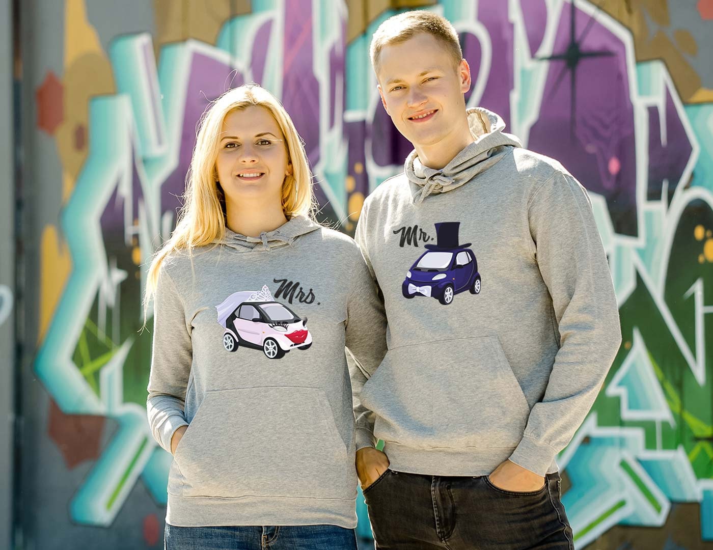 Cars Couple Hoodies - Matching Couple Hoodies - Couple Sweaters - Mr and Mrs Hoodies - Set of Sweatshirts - His and Hers - Made by VIVAMAKE