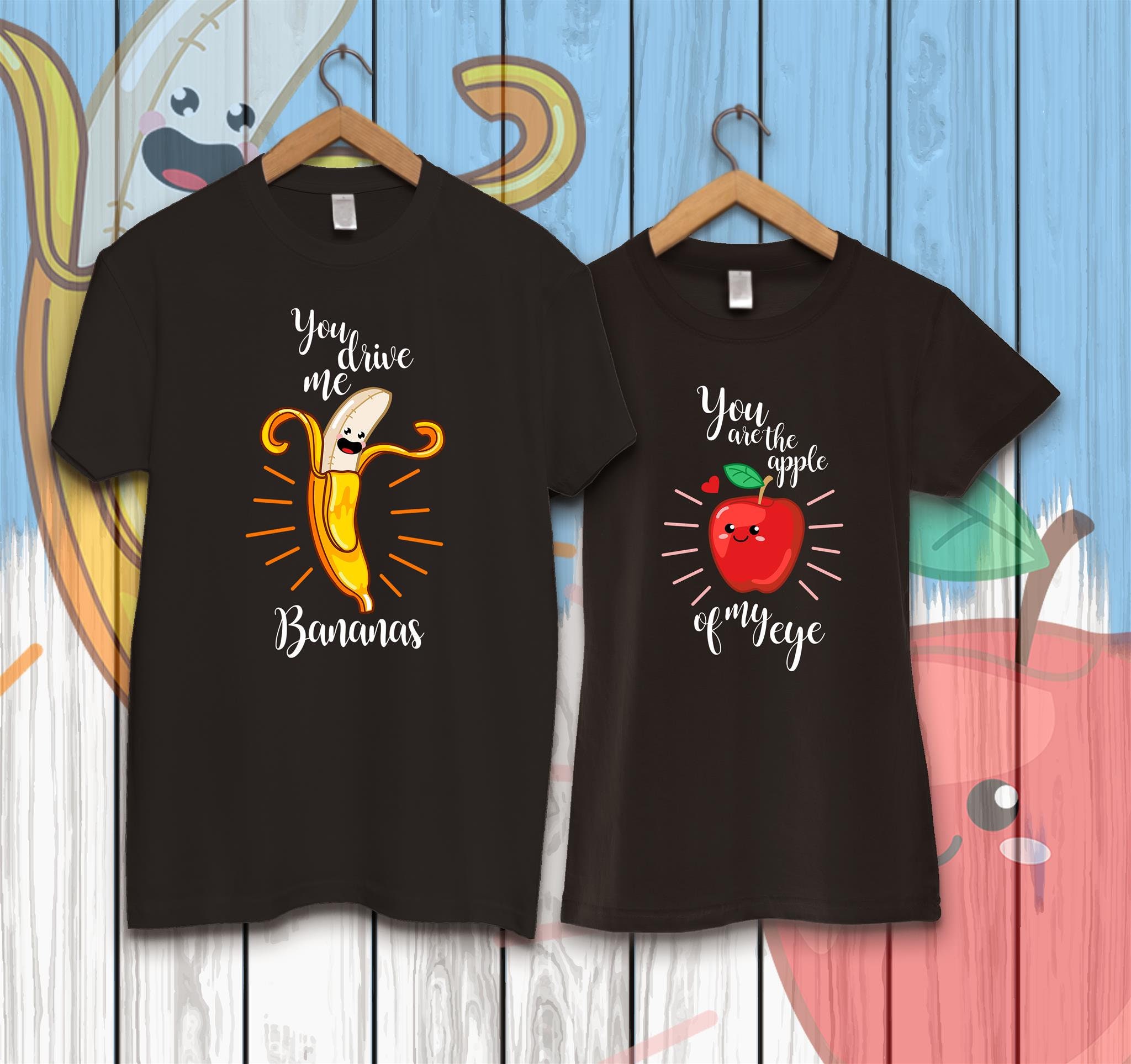 Discover Banane Et Pomme T-Shirt Couple Drôle Pour Elle Et Lui T-Shirts Familiaux Assortis