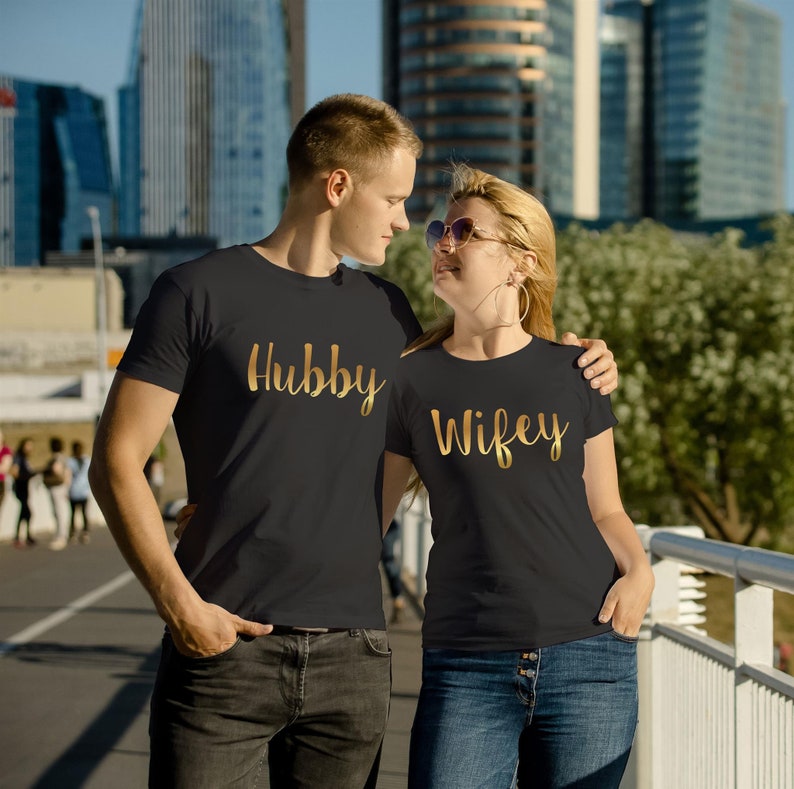 Wifey Hubby Couple Shirts Matching Couple Tshirts Set Of 2 Etsy