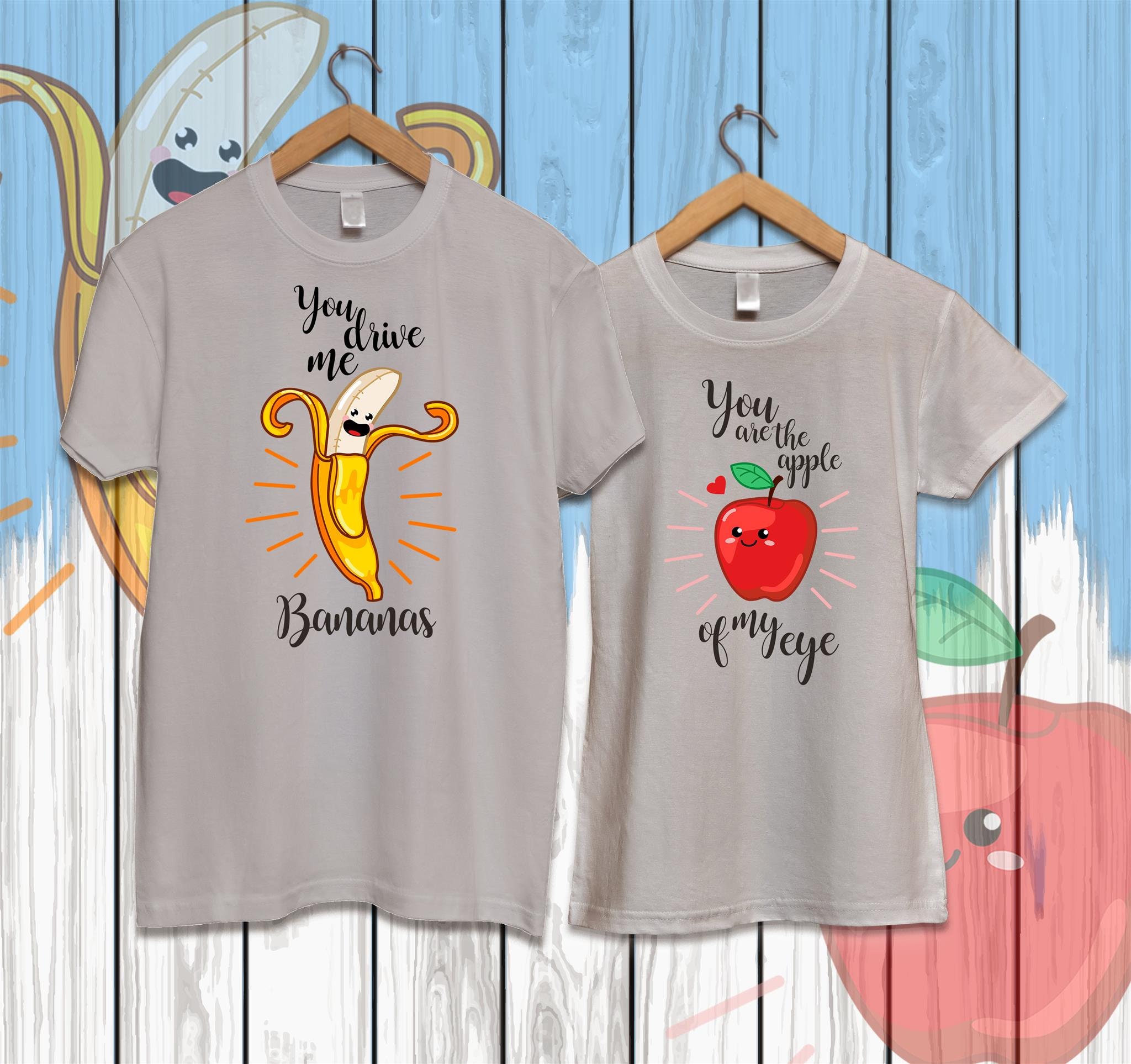 Discover Banane Et Pomme T-Shirt Couple Drôle Pour Elle Et Lui T-Shirts Familiaux Assortis