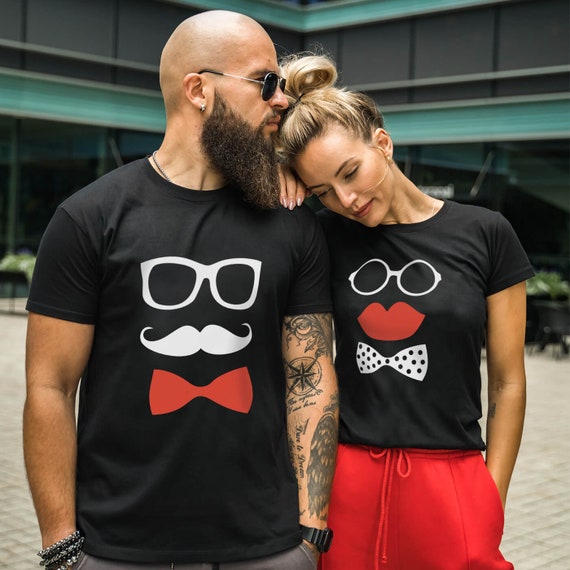 Lips Moustache Couple Shirts Matching Couple Shirts | Etsy