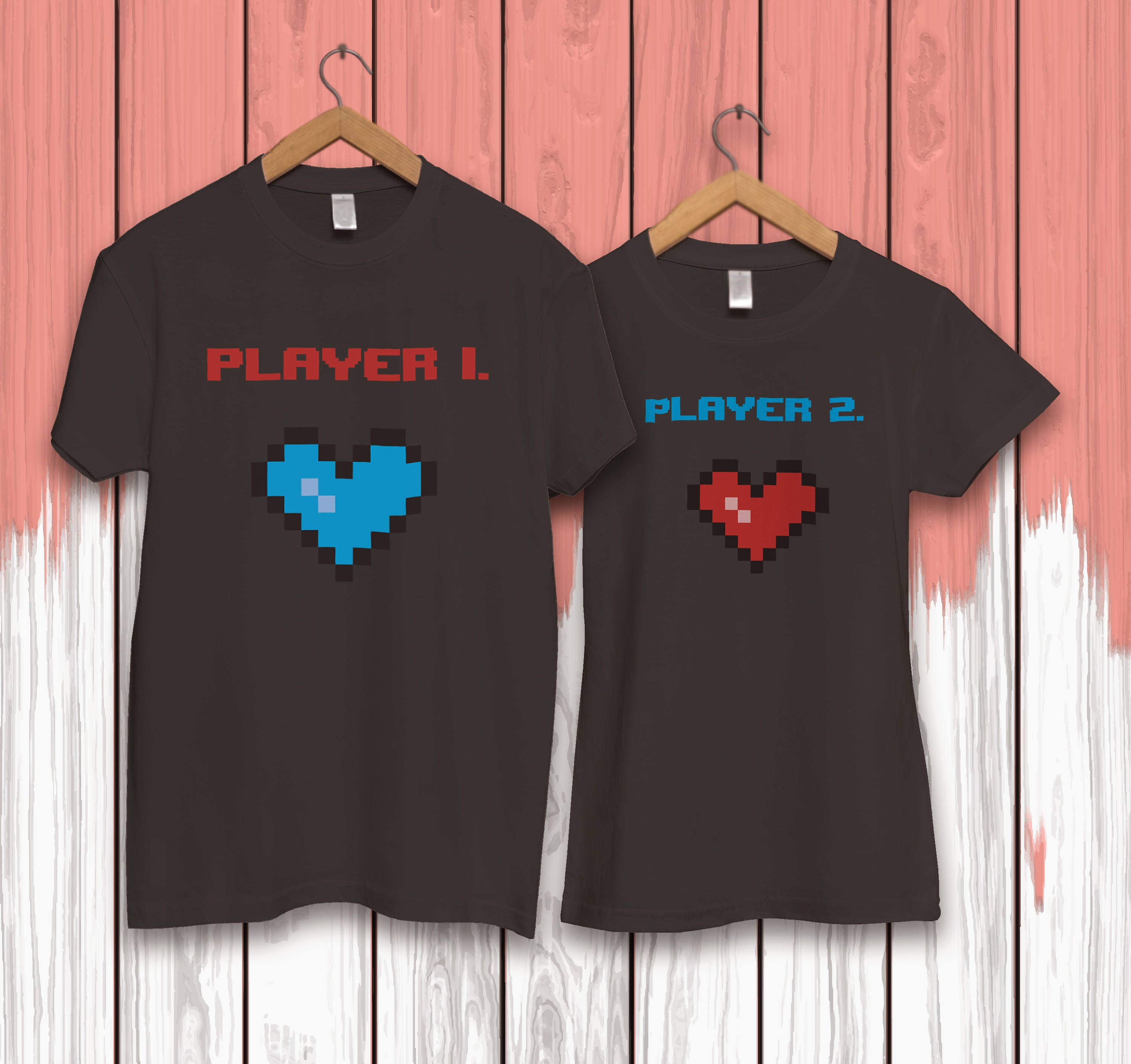 Discover Joueur 1 Joueur 2 Couples Maillots  T-Shirts Familiaux Assortis