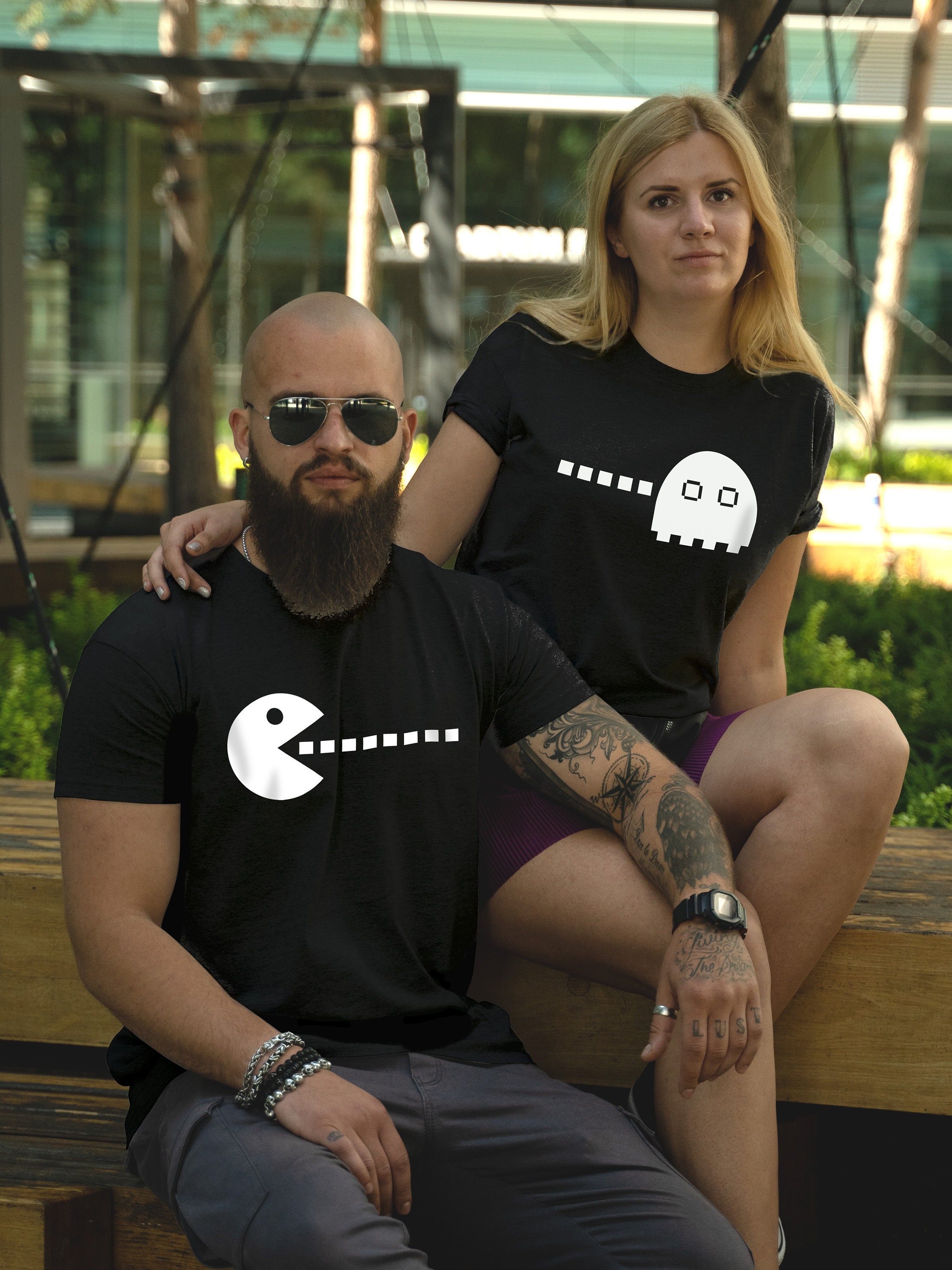 Couple Pijamas Frikis Parejas Camisas Packman Camisas De Pareja