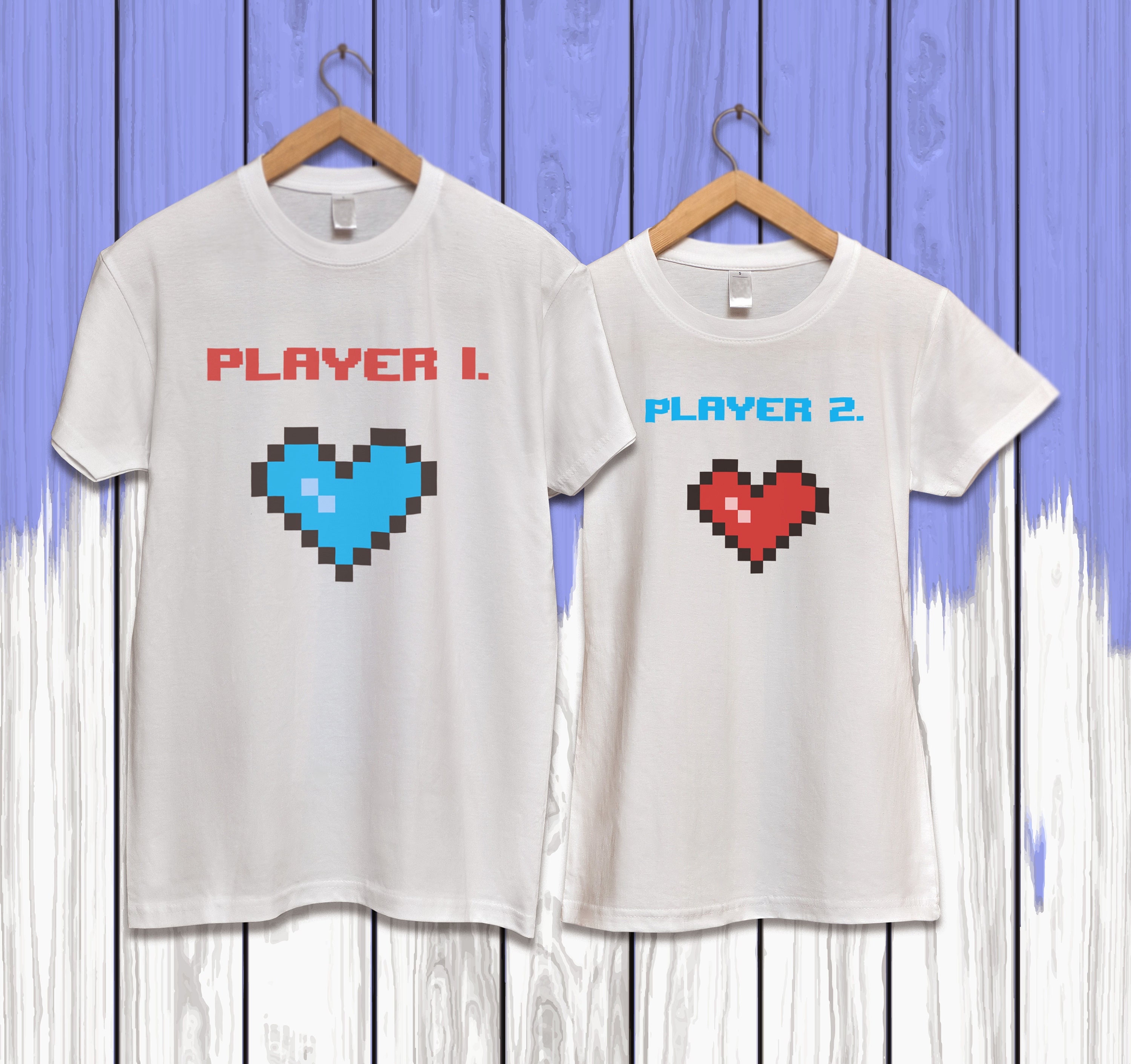 Discover Joueur 1 Joueur 2 Couples Maillots  T-Shirts Familiaux Assortis
