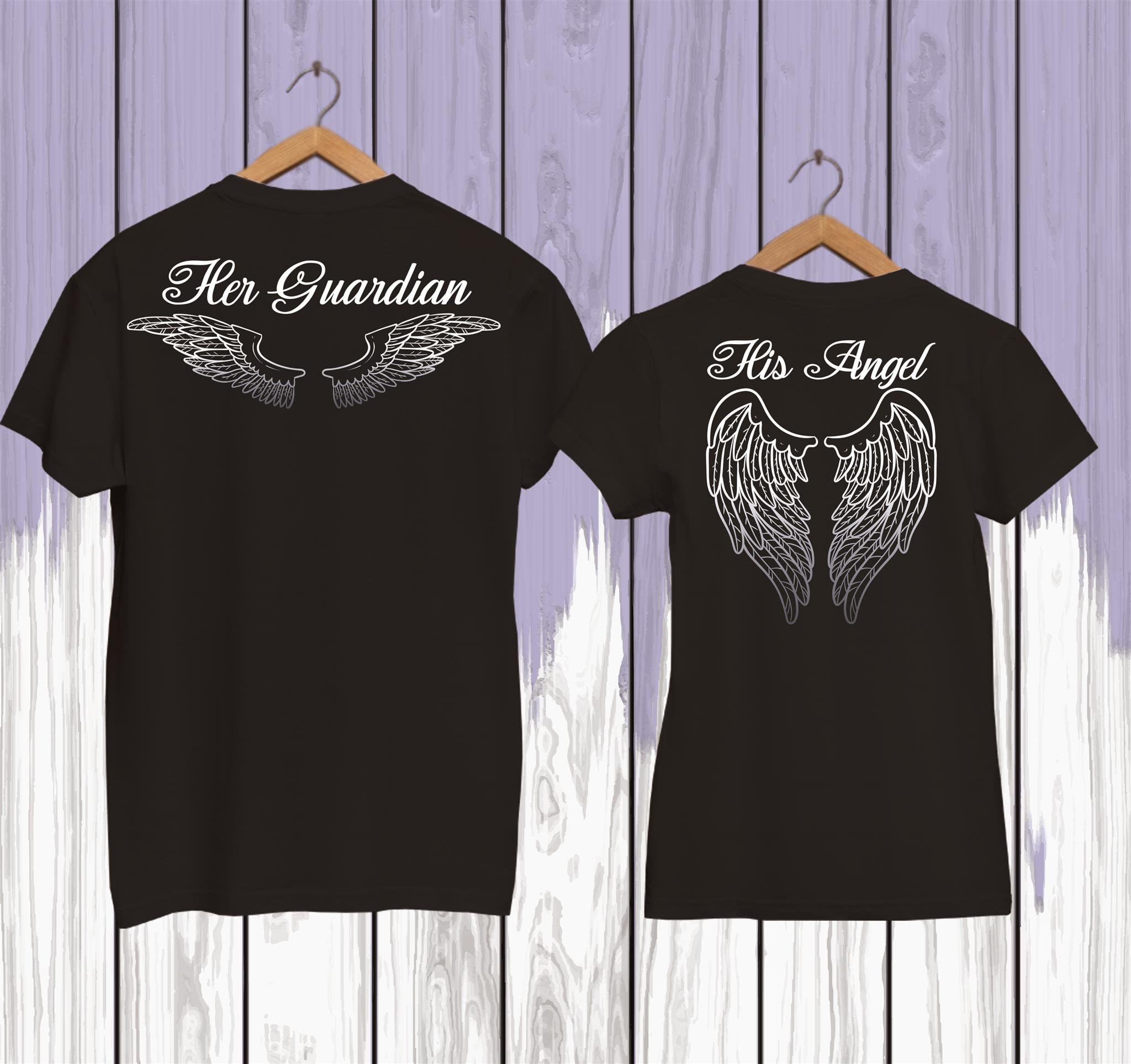 Guardian angel shirts Angel wings tshirt Couple shirts Etsy