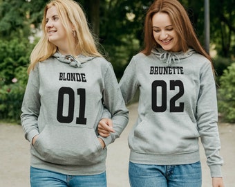 Blonde and Brunette Bff Hoodies Besties Hoodies Matching Bff Hoodies Bff Hoodies Gift for Best Friend Best Friend Hoodies Etsy