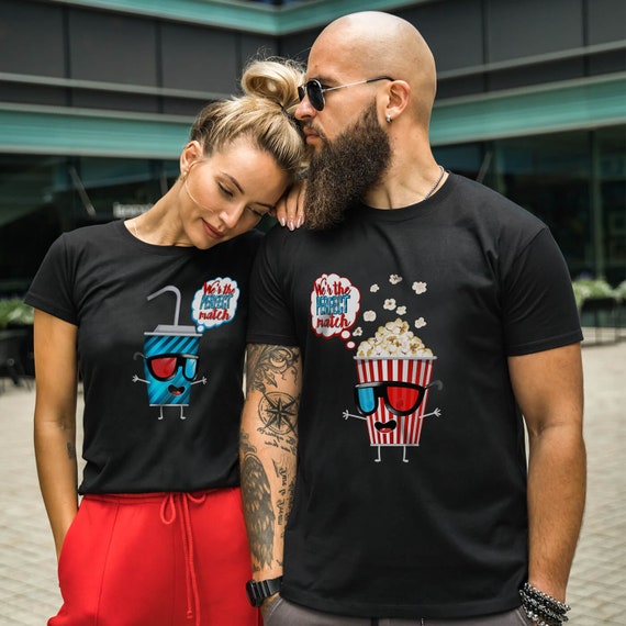 Pop Corn Coca Cola Pareja Camisas Pareja Camisetas a juego Pareja