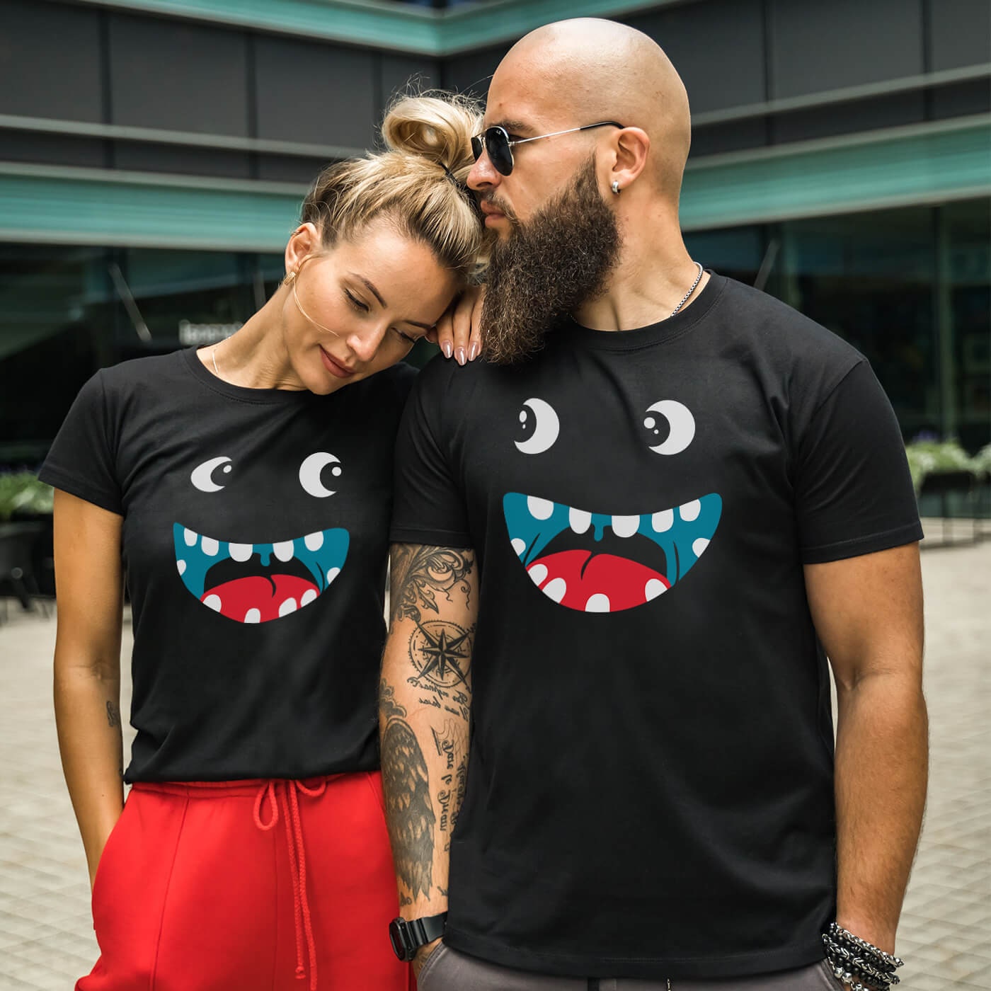 Discover Sourire Couple T-Shirt Couple Drôle Pour Elle Et Lui T-Shirts Familiaux Assortis