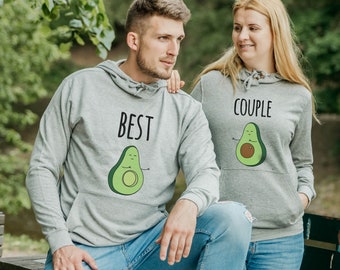 Avocado couple hoodies - Couple Hoodies - Matching couple hoodies - Vegetarian hoodie - His and hers hoodies