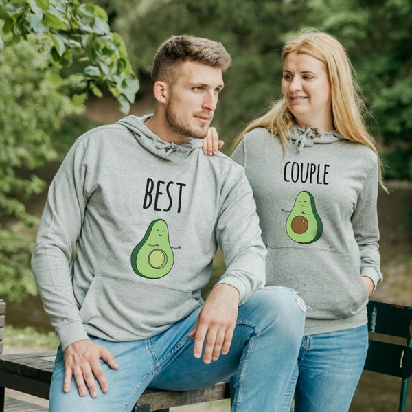 Avocado couple hoodies - Couple pullover - Funny avocado sweater - Vegetarian hoodie - Matching couple hoodies - Made by VIVAMKE