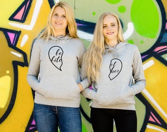 Bff matching hoodies - Half Heart matching hoodies - Best friend hoodies - Besties hoodies - Best friend gift