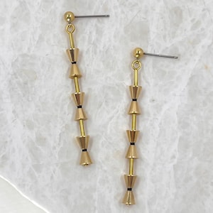Brass Dangle Earrings: Geometric Minimalist Long Earrings