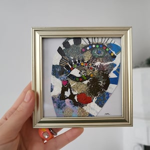 Framed glittery original painting, painting Christmas gift, colorful painting