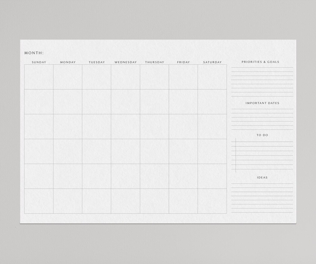 Monthly Calendar Notepad – 11x17 Undated Desk Pad With To-do List ...
