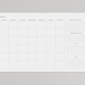 Monthly Calendar Notepad – 11x17 Undated Desk Pad with To-Do List, Priorities and Ideas – 24 Pages, Perfect for Planning and Organizing