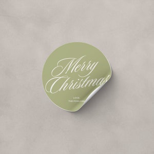 Green Vintage Merry Christmas Sticker Sheet, Holiday Present Sticker, Holiday Gift Sticker, Custom Gift Tag Sticker