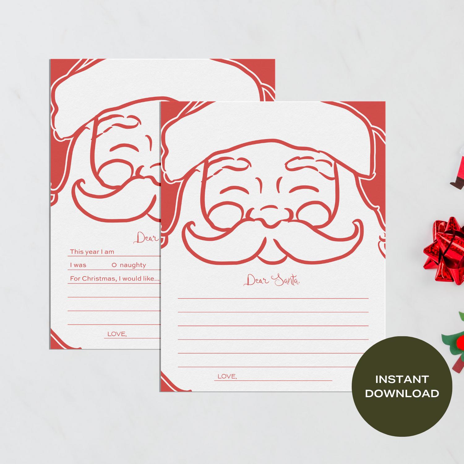 Letter to Santa Printable | Fillable & Lined Versions | 8.5x11 and 5x7 ...