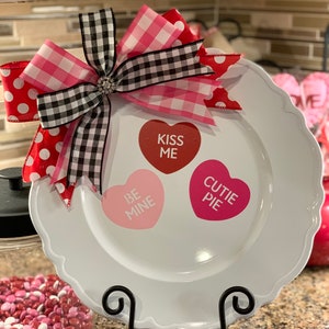 Conversation Hearts Charger Plate - Gifts for Her - Housewarming Gifts - Teacher Gifts - Hostess Gifts - Valentines Ribbon