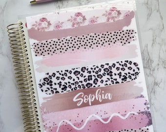 Animal print Planner cover for your Erin Condren Planner, Happy Planner, Plum Planner, planner dashboard, pink cheetah planner cover