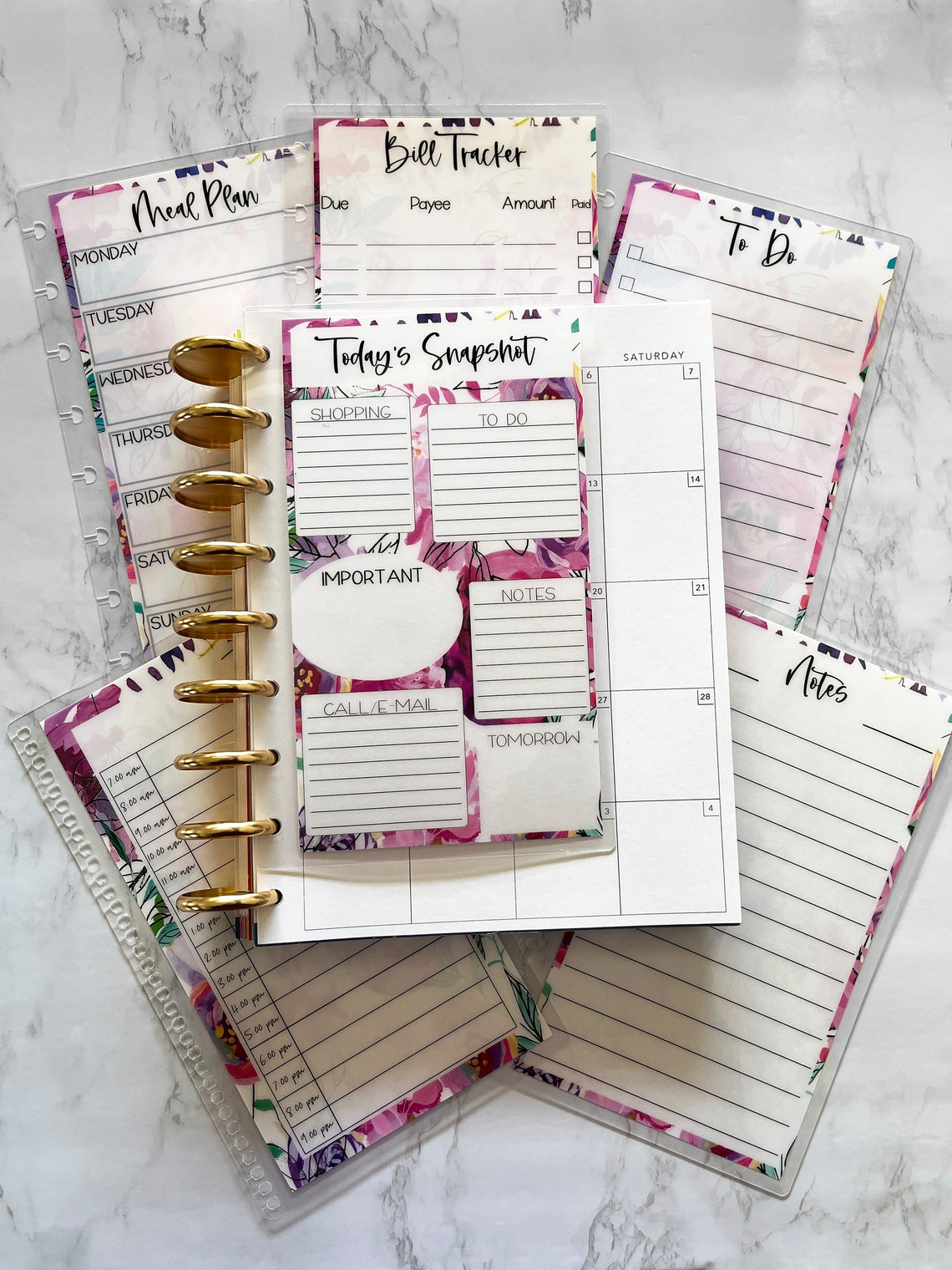 PLANNER DASHBOARD, Printed & Laminated, Floral Planner Dashboard Insert ...