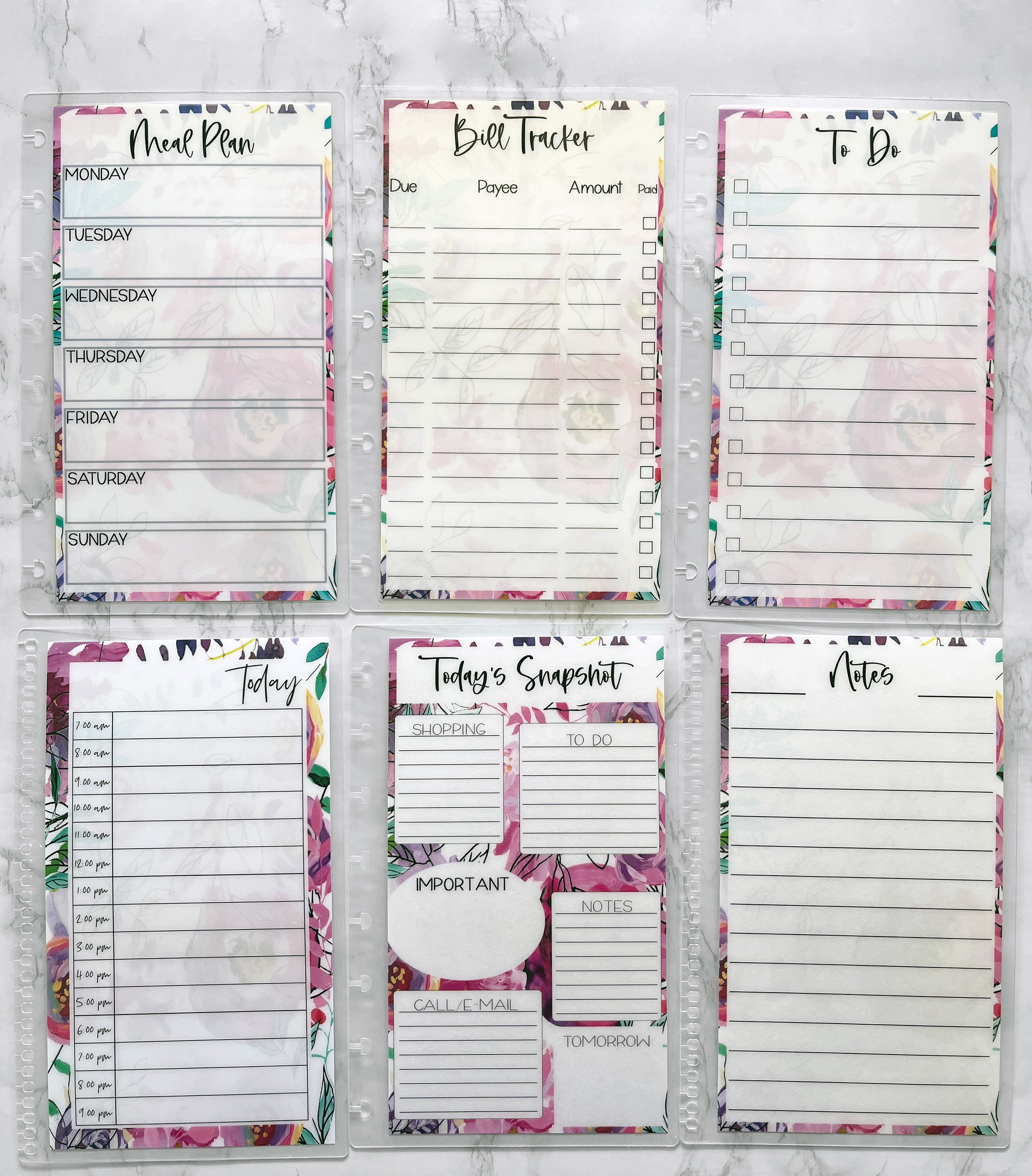 PLANNER DASHBOARD, Printed & Laminated, Floral Planner Dashboard Insert ...